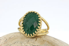 Natural agate emerald ring