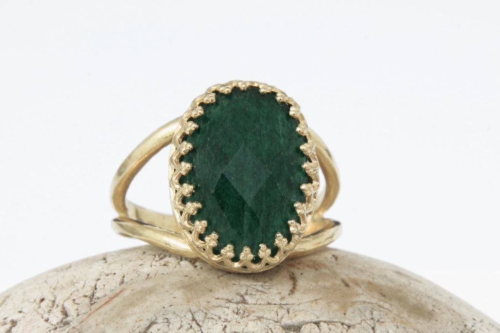 Natural agate emerald ring