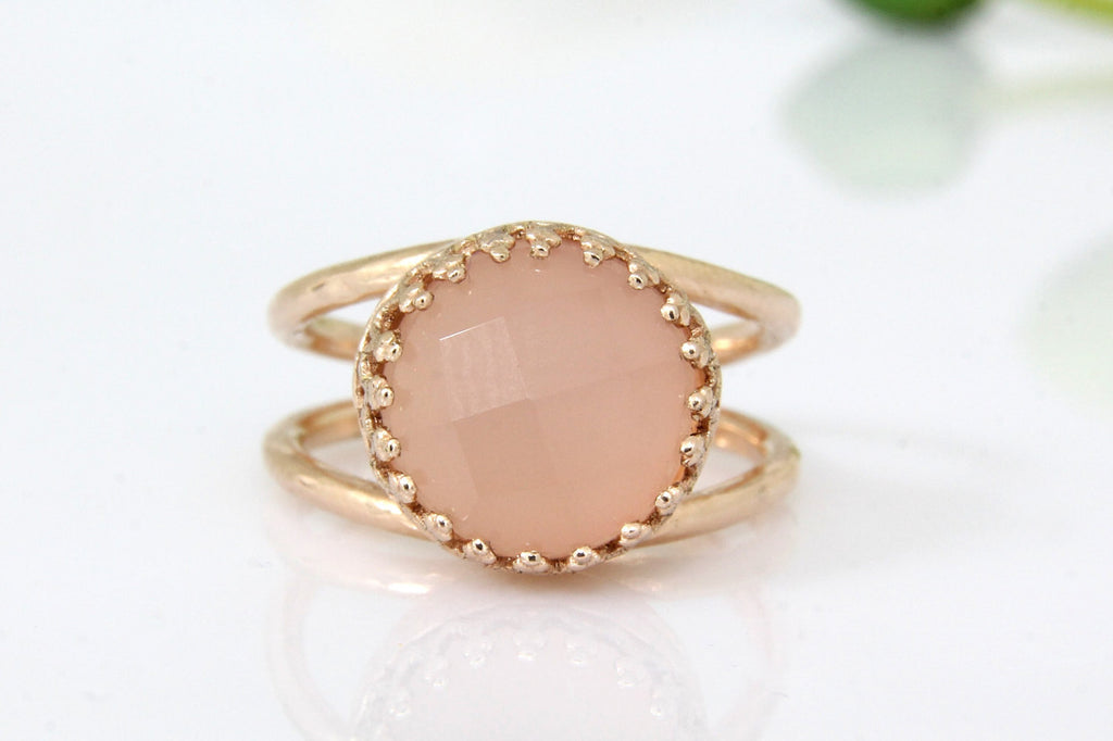 14k rose gold filled pink chalcedony ring