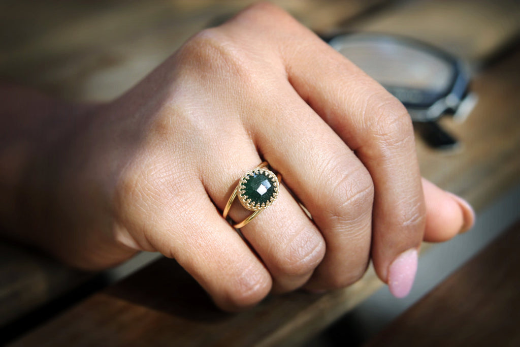 Agate emerald stone ring