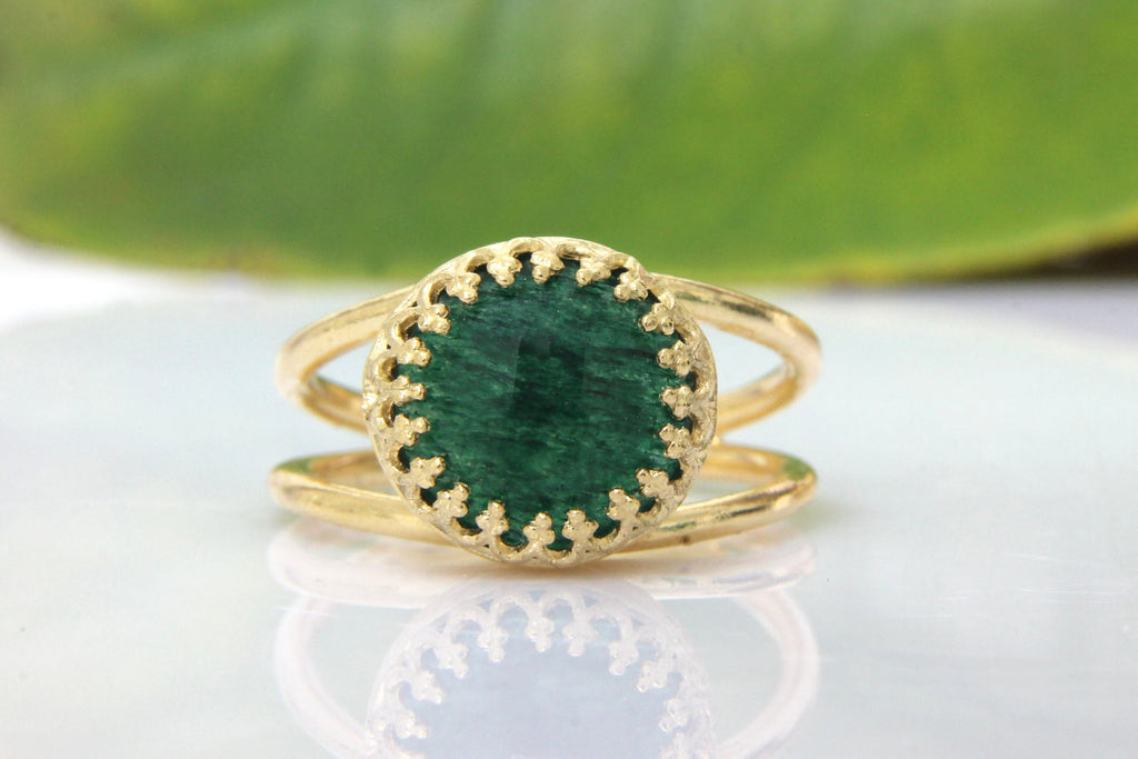 Agate emerald stone ring