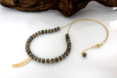 Gold beaded Labradorite necklace
