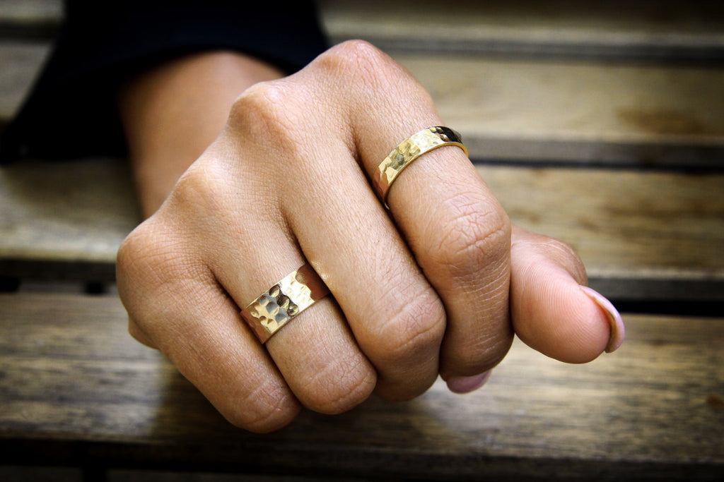 Gold hammered ring