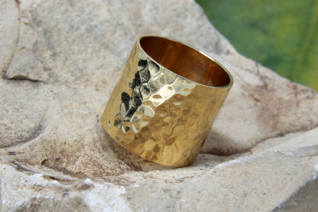 14k solid gold hammered ring