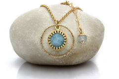 Round aquamarine necklace