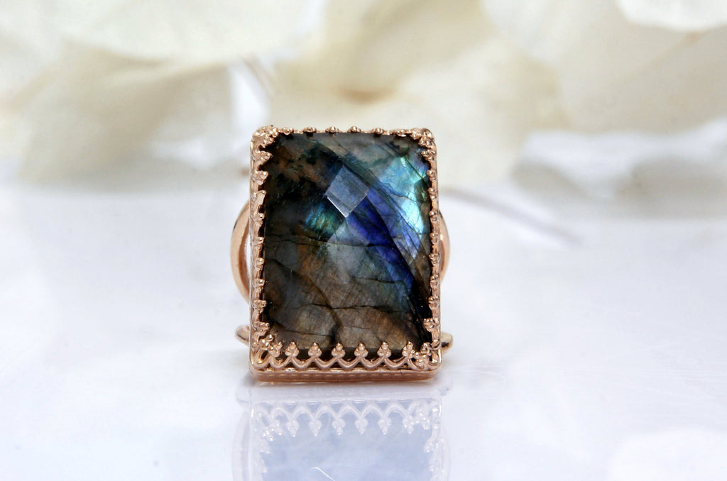 Rose Gold Labradorite ring