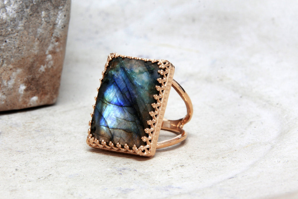 Rose Gold Labradorite ring