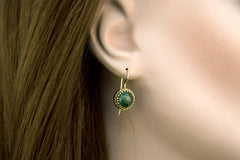 Dangle agate emerald earrings