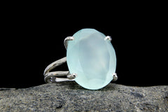 Cocktail aqua Chalcedony ring