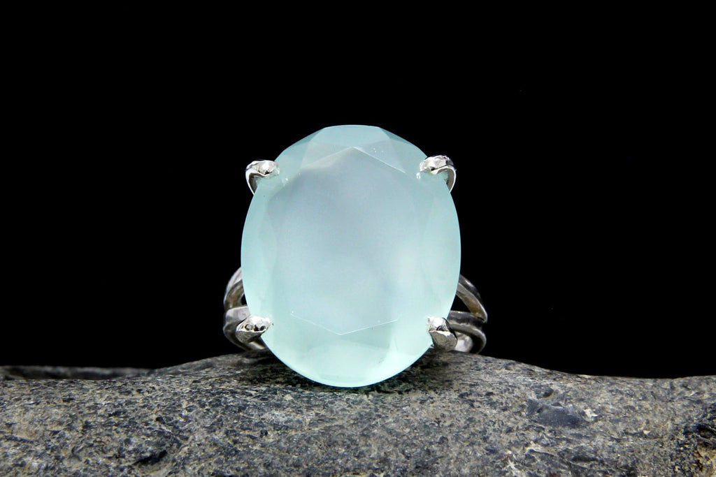 Cocktail aqua Chalcedony ring