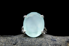 Cocktail aqua Chalcedony ring