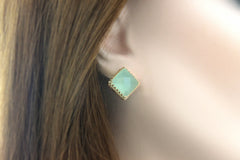 Gold Aqua Chalcedony earrings