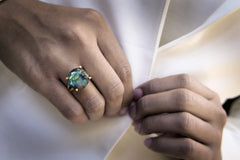 Silver stone ring