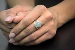 Rose gold aquamarine stone ring
