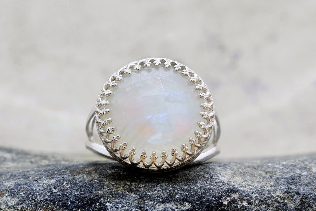 Rainbow moonstone ring
