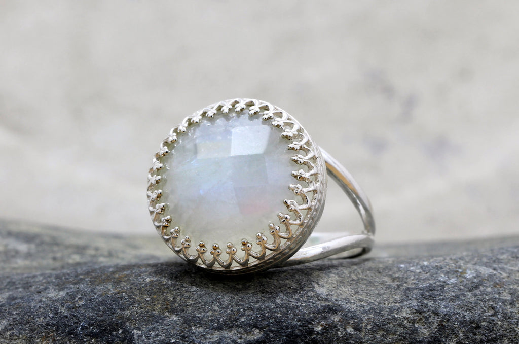 Rainbow moonstone ring