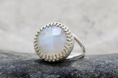 Rainbow moonstone ring