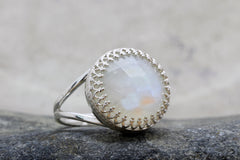 Rainbow moonstone ring