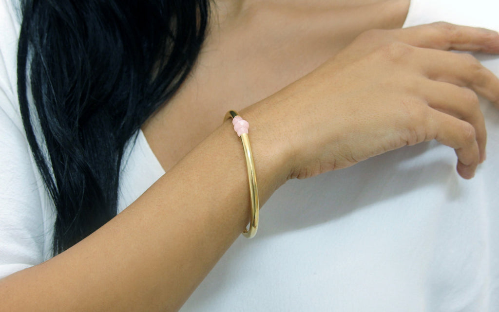 14k rose gold and rose quartz bracelet