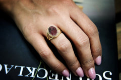 Oval rhodonite ring