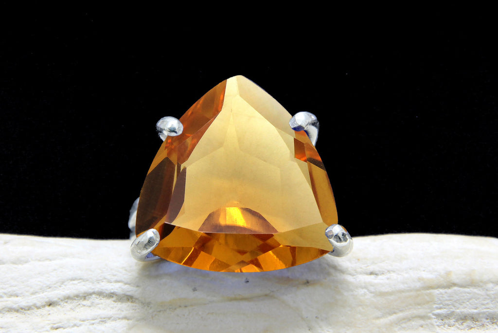 Triangular citrine ring