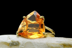 Triangular citrine ring