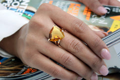 Triangular citrine ring