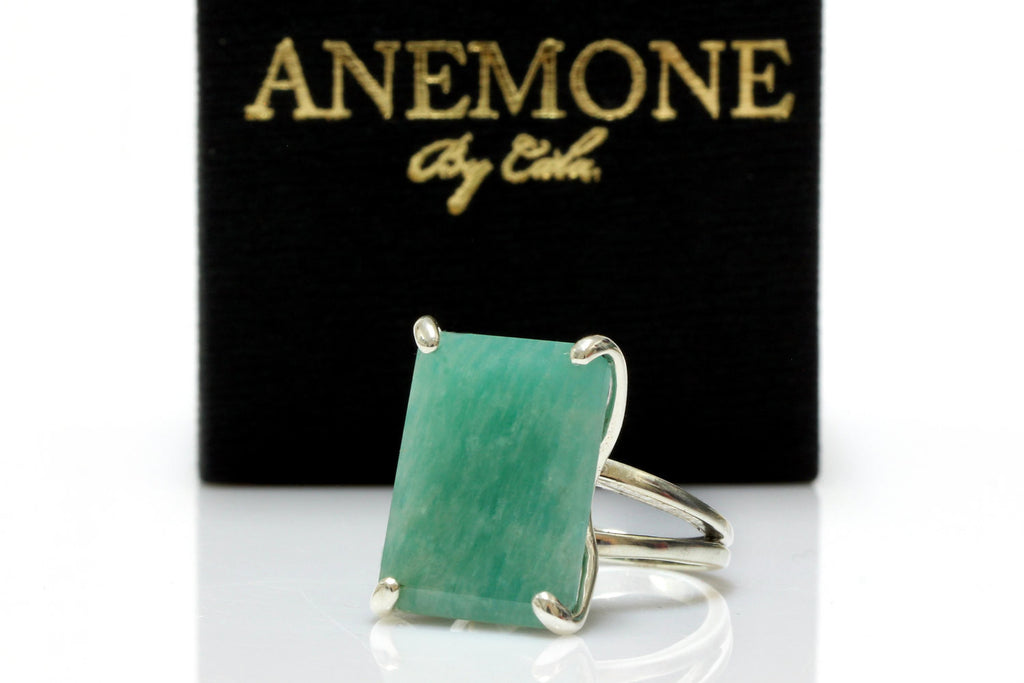Silver amazonite ring