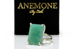 Silver amazonite ring