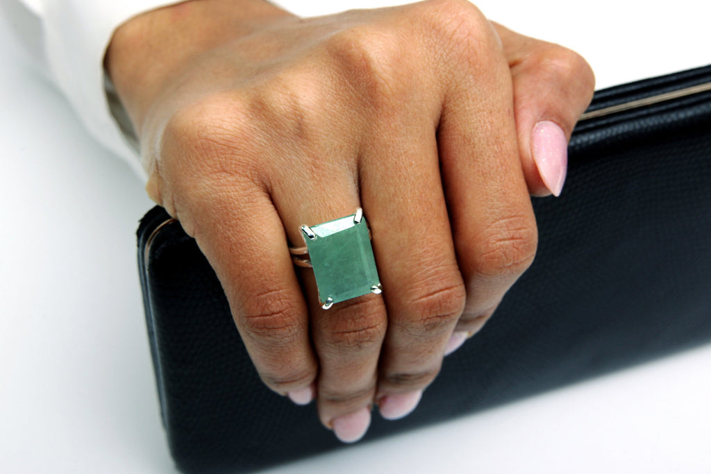 Silver amazonite ring