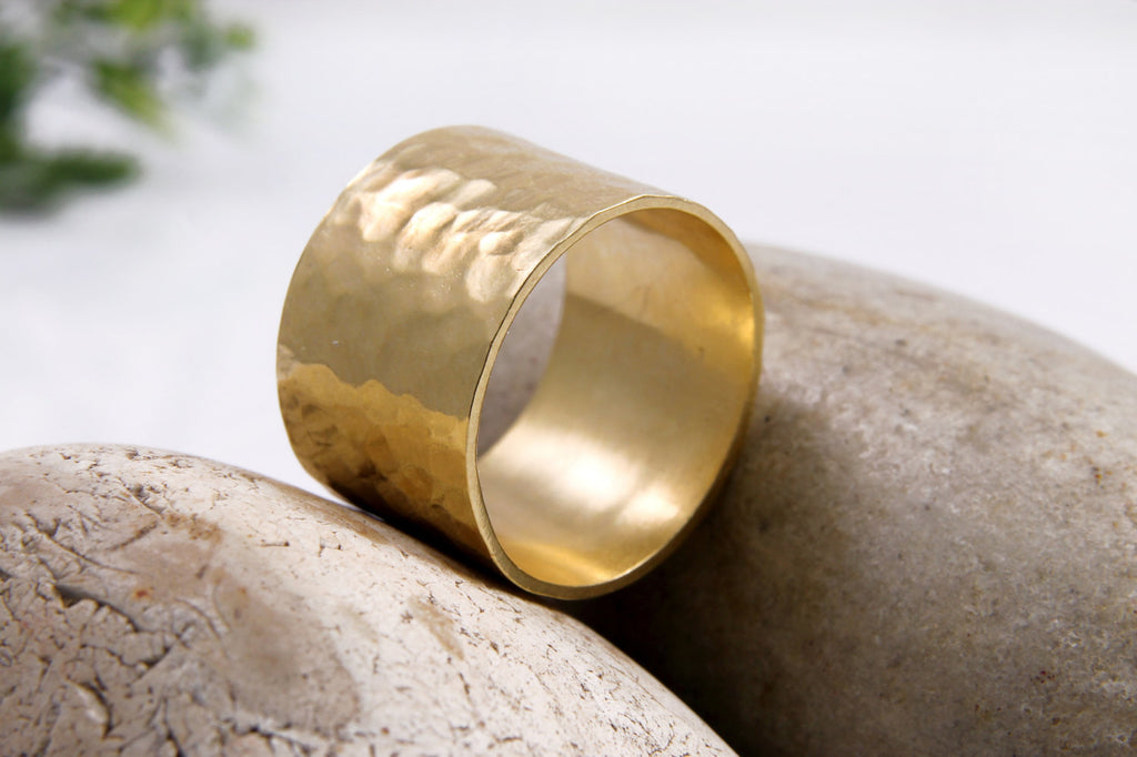 14k solid gold hammered ring