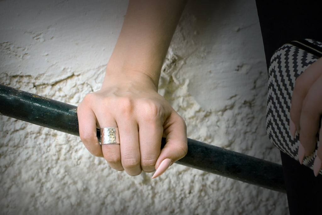 Hammered 14k gold filled ring