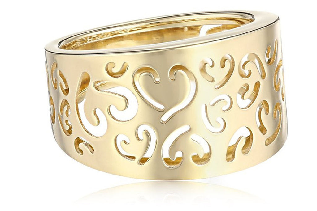 14k Yellow Gold Fancy Heart Ladies Ring, Size 7